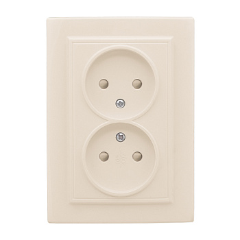 Минск Розетка 2-мест, СП б/з 10А бежевый с защ, штор, EKF