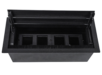 Donel Настольный встраиваемый розеточный блок с откидной крышкой 8 мод. (4 мод. 45х45), черный