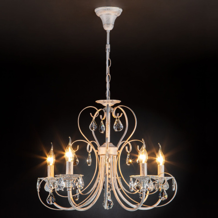 Люстра с хрусталем 5*E14 60Вт белый с золотом IP20 Alda (3305/5 белый с золотом) Eurosvet Люстра с хрусталем 5*E14 60Вт белый с золотом IP20 Alda (3305/5 белый с золотом) Eurosvet