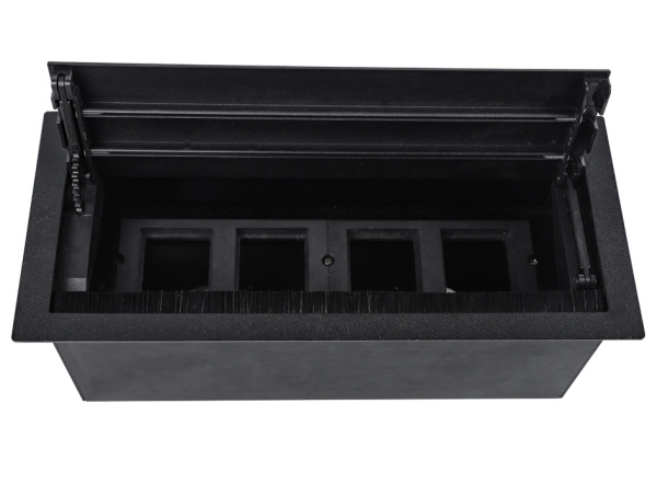 Donel Настольный встраиваемый розеточный блок с откидной крышкой 8 мод. (4 мод. 45х45), черный