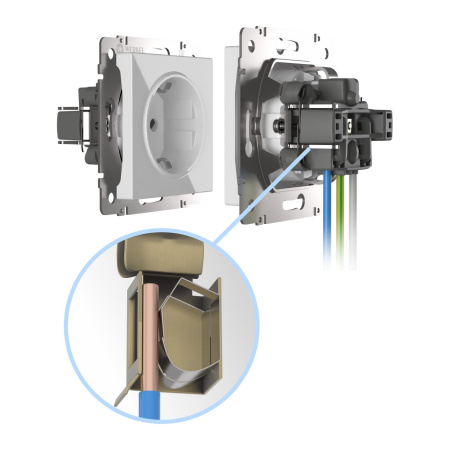 Розетка с заземлением, безвинтовой зажим (серебряный) СУ IP20 Werkel