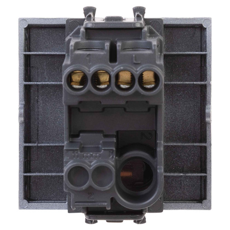 Выключатель одноклавишный модульный, "Avanti", " Закаленная сталь", 2модуля DKC