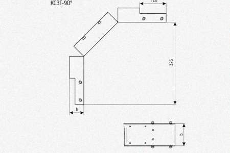 Лоток замковый глухой КСЗГ 100х50-90 УТ1,5 для поворота трассы вниз на 90, оцинкованный лист, S0,8
