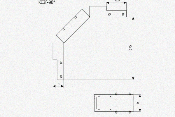 Лоток замковый глухой КСЗГ 100х50-90 УТ1,5 для поворота трассы вниз на 90, оцинкованный лист, S0,8
