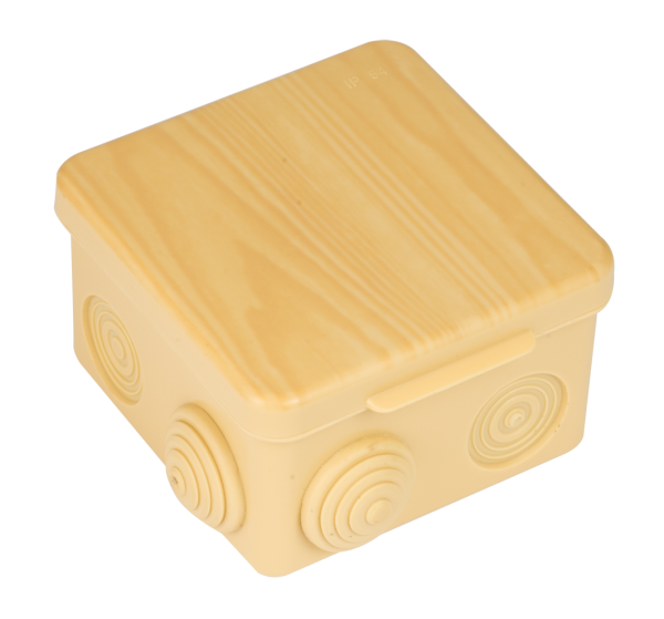 Коробка распределительная КМР-030-031 с крышкой (80х80х50) 7 мембранных вводов светлое дерево IP54 PROxima EKF