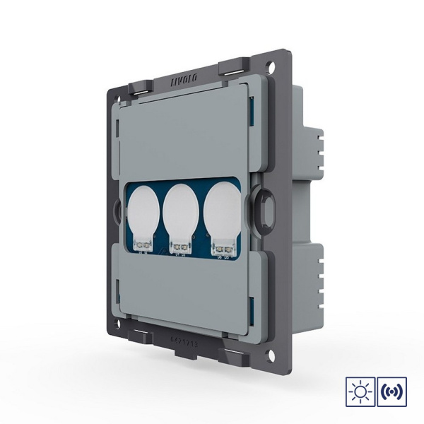 Трехклавишная импульсная сенсорная кнопка сухой контакт UK стандарт (мех.) Livolo