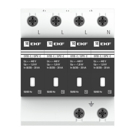 Ограничитель импульсных напряжений ОПВ-C 4П In 20кА 400В с сигн. EKF PROxima 
