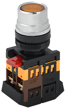 Кнопка ABLF-22 желтый d=22мм неон/240В 1з+1р IEK