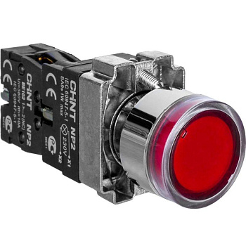 Кнопка управления NP2-BW3461 плоская, красная, 1НО AC/DC230В(LED), IP40 (R) CHINT