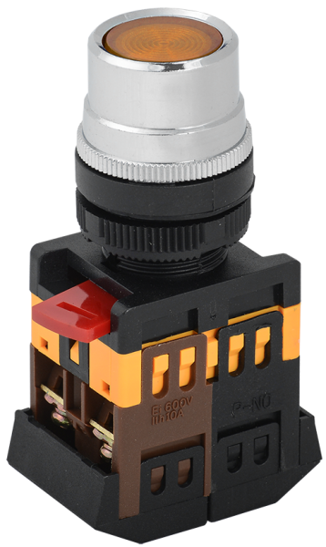 Кнопка ABLF-22 желтый d=22мм неон/240В 1з+1р IEK