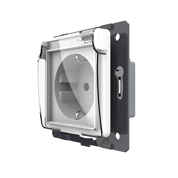 Розетка с заземлением защитными шторками водонепроницаемой крышкой белая (механизм) Livolo