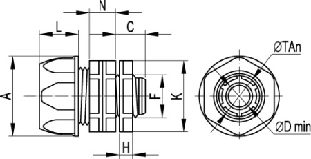 Переходник армированная труба-коробка, IP65, 3/8, д.12мм DKC