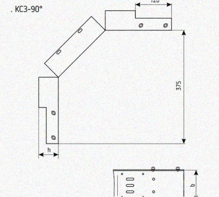 Лоток замковый перфорированный КСЗ 100х80-90 УХЛ1 для поворота трассы вниз на 90, оцинкованный лист S1,0