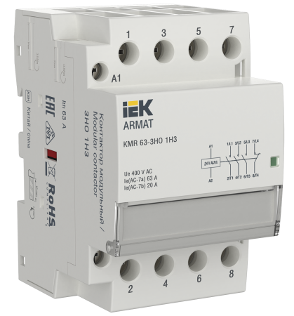 Контактор модульный KMR 63А 24В AC/DC 3НО 1НЗ ARMAT IEK