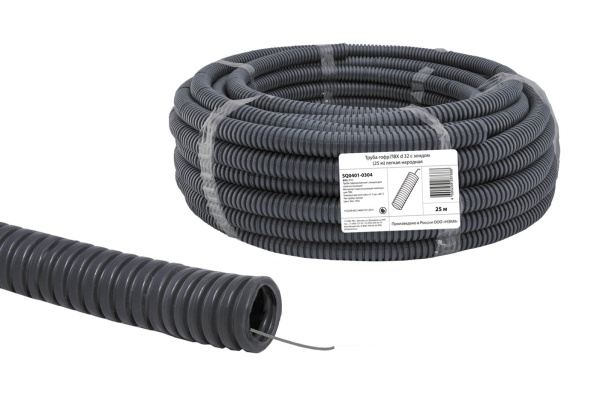 Труба гофр.ПВХ d 32 с зондом (25 м) легкая народная TDM
