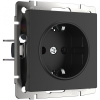 Встраиваемые механизмы Розетка СУ 1-м с заземл. 16А черный матовый IP20 Werkel