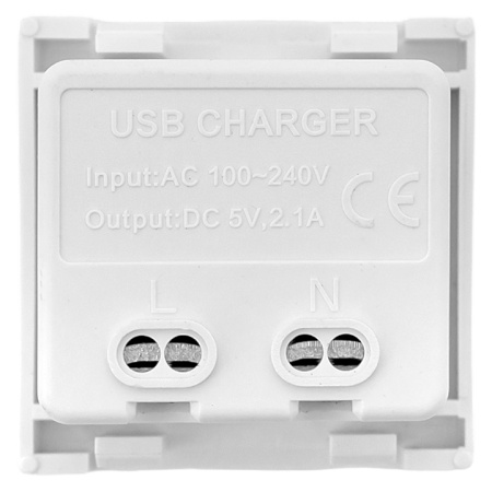 Розетка USB A+C, 2,1А, 2 гнезда, без индикатора, белая EKF