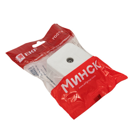 Минск Розетка TV 1-местная ОП 75Ом 5-862МГц белая Basic EKF