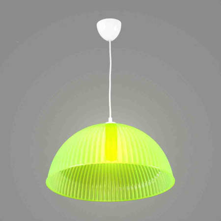 16-25 Светильник декоративный, подвесной, "Оулу", пластик, 1хЕ27 15Вт, 230В, салатовый, шнур белый, 600мм, крепление под крючок, Ø400х180мм... APEYRON