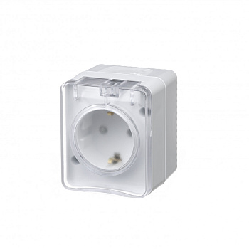 AtlasDesign Profi54 Розетка ОУ 1 мест. с зазем. со шторками 16А белый IP54 Schneider Electric