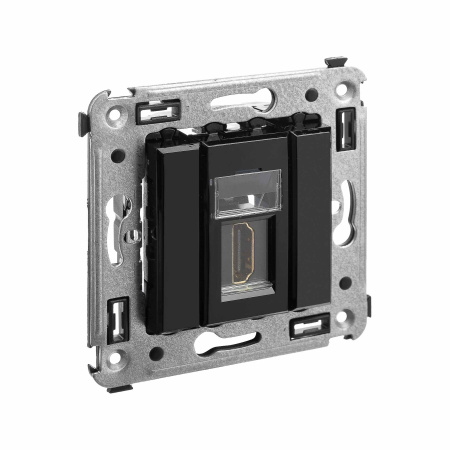 HDMI розетка одинарная в стену, тип А-А, "Avanti", "Черный квадрат" DKC