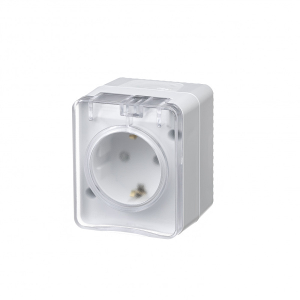 AtlasDesign Profi54 Розетка ОУ 1 мест. с зазем. со шторками 16А белый IP54 Schneider Electric