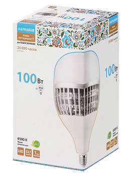 Лампа светодиодная T-100 Вт-230 В-6500 К–E27 (150x253 мм) Народная TDM