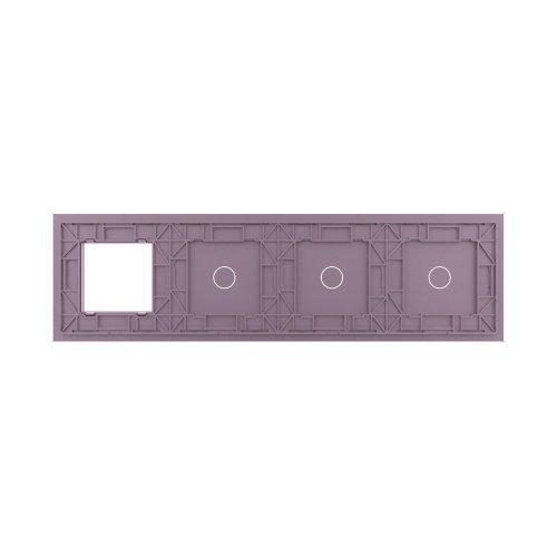 Панель для 3-х сенсорных выключателей и розетки, 3 клавиши (1+1+1), цвет розовый, стекло Livolo фото 4