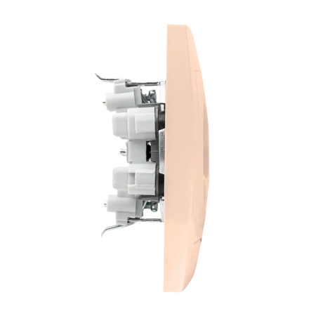 Валенсия Розетка 2-местная б/з 10А кремовая с защ, штор, EKF