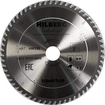 Диск пильный Industrial Дерево 350*50*60Т HW355 Hilberg