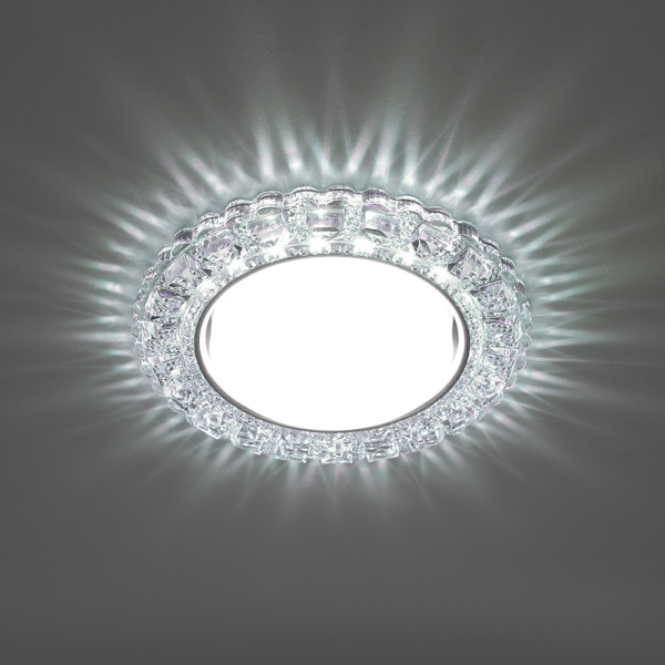 Св-к встр.с белой LED подсветкой 6400К Feron CD4045 потолочный GX53 без лампы, прозр., хром