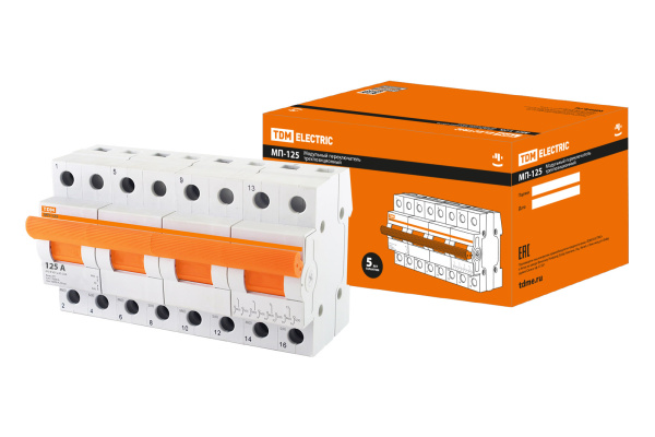 Модульный переключатель трехпозиционный МП-125 4P 125А TDM Модульный переключатель трехпозиционный МП-125 4P 125А TDM