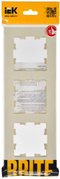 BRITE Рамка 3-мест. РУ-3-Бр беж. рифленый IEK