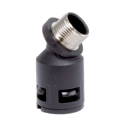 Муфта 45 грд. труба-коробка с металлической резьбой DN 36 мм, М40х1,5, полиамид, цвет черный DKC