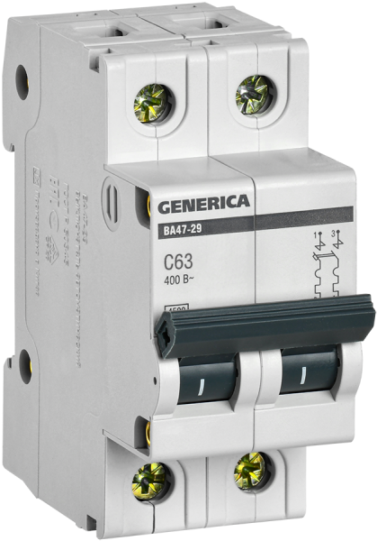 СНЯТ Выключатель автоматический ВА МОД 2П 63А С 4,5кА ВА47-29 Generica IEK