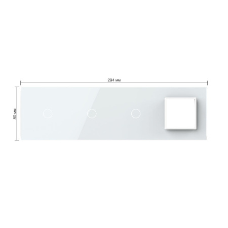 Панель для 3-х сенсорных выключателей и розетки, 3 клавиши (1+1+1), цвет белый, стекло Livolo