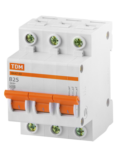 Выключатель автоматический ВА МОД ВА47-63 3П 25А 4,5кА В TDM