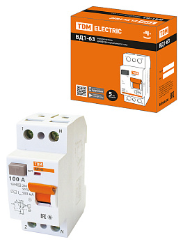 Устройство защитного отключения УЗО ВД1-63 2П 100А 500мА TDM