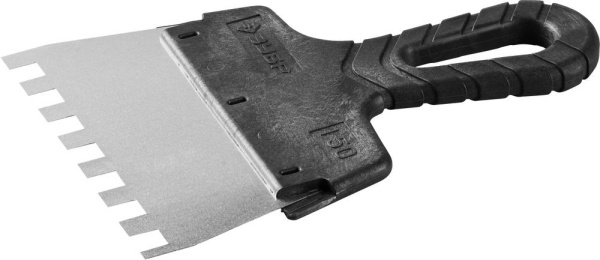 Шпатель "Мастер" ФАСАДНЫЙ, нержавеющее полотно, 150мм, зуб 10х10мм ЗУБР