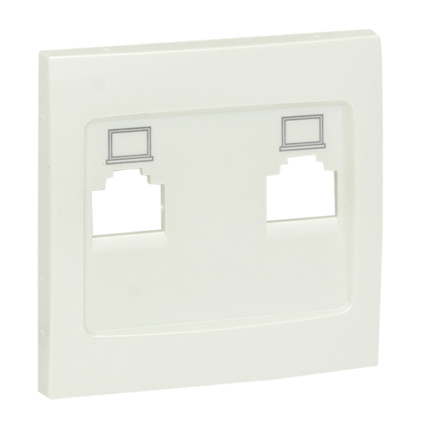Валенсия Лицевая панель розетки RJ-45 2-местная жемчуг EKF