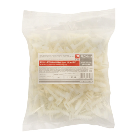 Дюбель для бандажа (6х35) белый (100шт) PROxima EKF