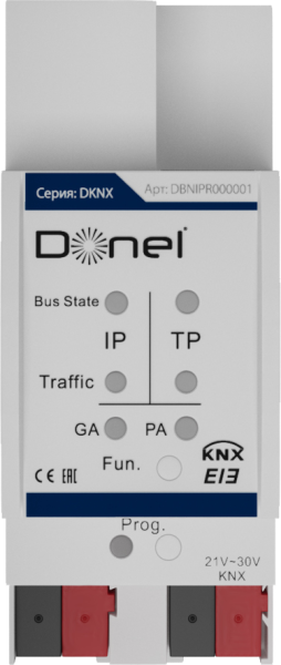 Donel KNX IP-роутер. Монтаж на DIN-рейку, туннелирование и маршрутизация, может использоваться в качестве линейного соединителя, Cерия DKNX