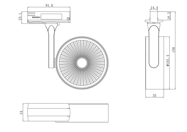 Светильник трековый 18Вт 4000K Матовое Золото IP20 Oko TR024-1-18MG4K Technical
