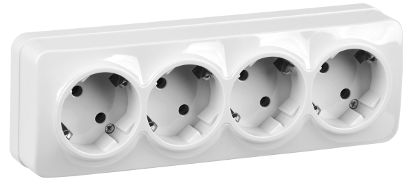 Розетка четырехместная ОУ РС24-3-ХБ с з/з 16А GLORY белый IEK