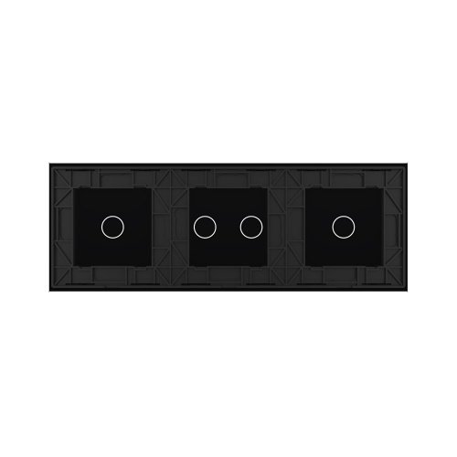 Панель тройная: 1 выключатель + 2 выключателя + 1 выключатель Черная Livolo фото 4