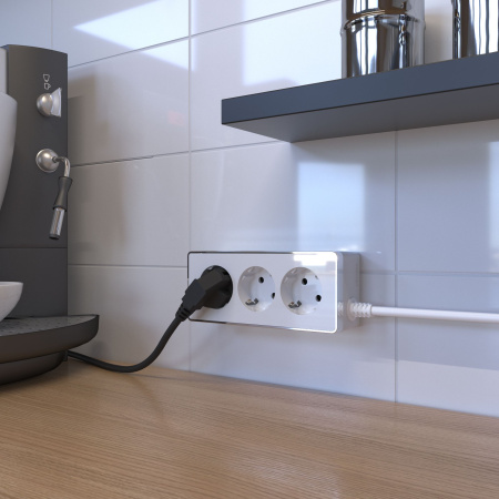 Удлинитель Gallant 3-х местный 3 м белый/хром Werkel