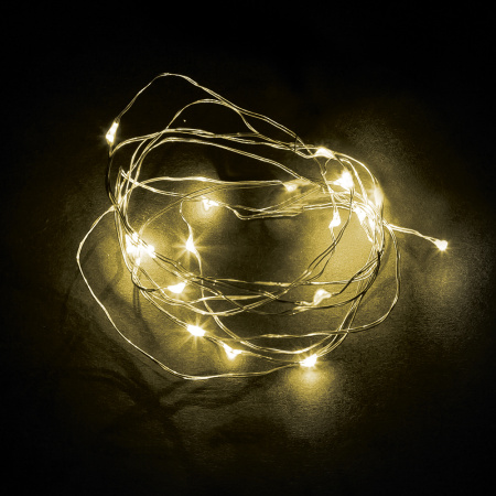 Св/д гирлянда Feron CL570 лин.,статичная, 2м + 0.5м 2700К, с питанием от батареек, прозр.шнур