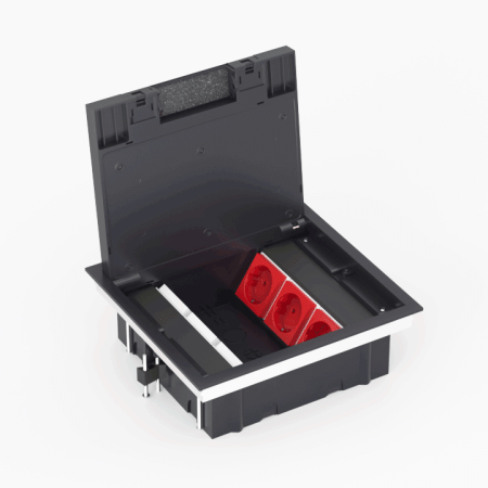 Donel Лючок в пол 12 мод. (6 мод. 45х45 мм.) верт. установка, крышка ABS +гальванизированная стальная вставка