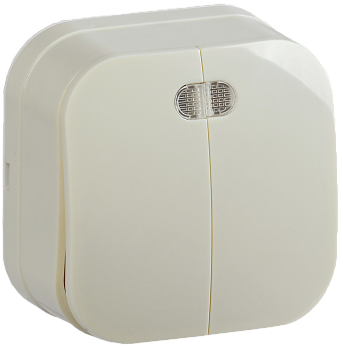 Выключатель 2-клавишный ОУ с индикацией ВС20-2-1-ХК 10А GLORY кремовый IEK