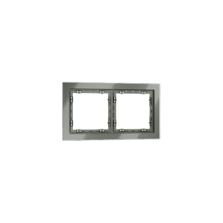 Рамка стеклянная Voltum S70 на 2 поста, (титан, стекло)